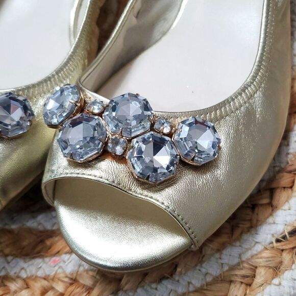 Cole Haan Air Tali Jewel Embellished Leather Open Toe Ballet Flats Size 8.5B - Picture 4 of 12